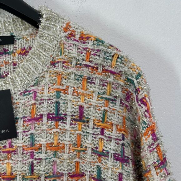 March New York Sweater Womens Large Multi Gold‎ Metallic Basketweave Knit Party - Picture 5 of 9